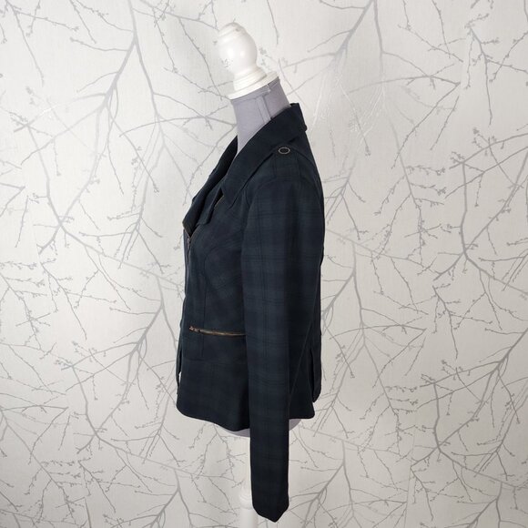 Cabi Tartan Plaid Stretch Asymmetrical Moto Jacket - Picture 4 of 9